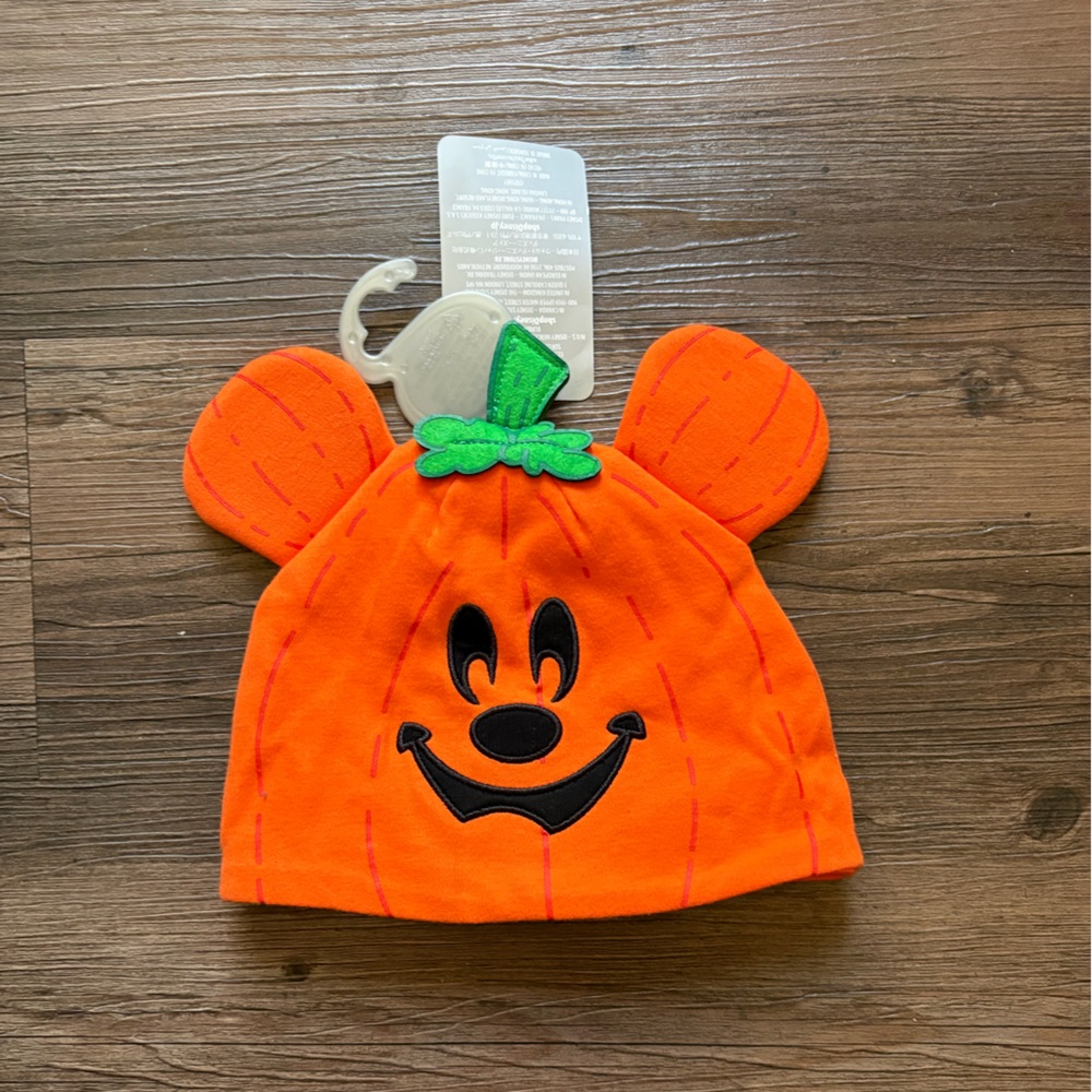 Disney Baby Orange pumpkin Hat with Black Design